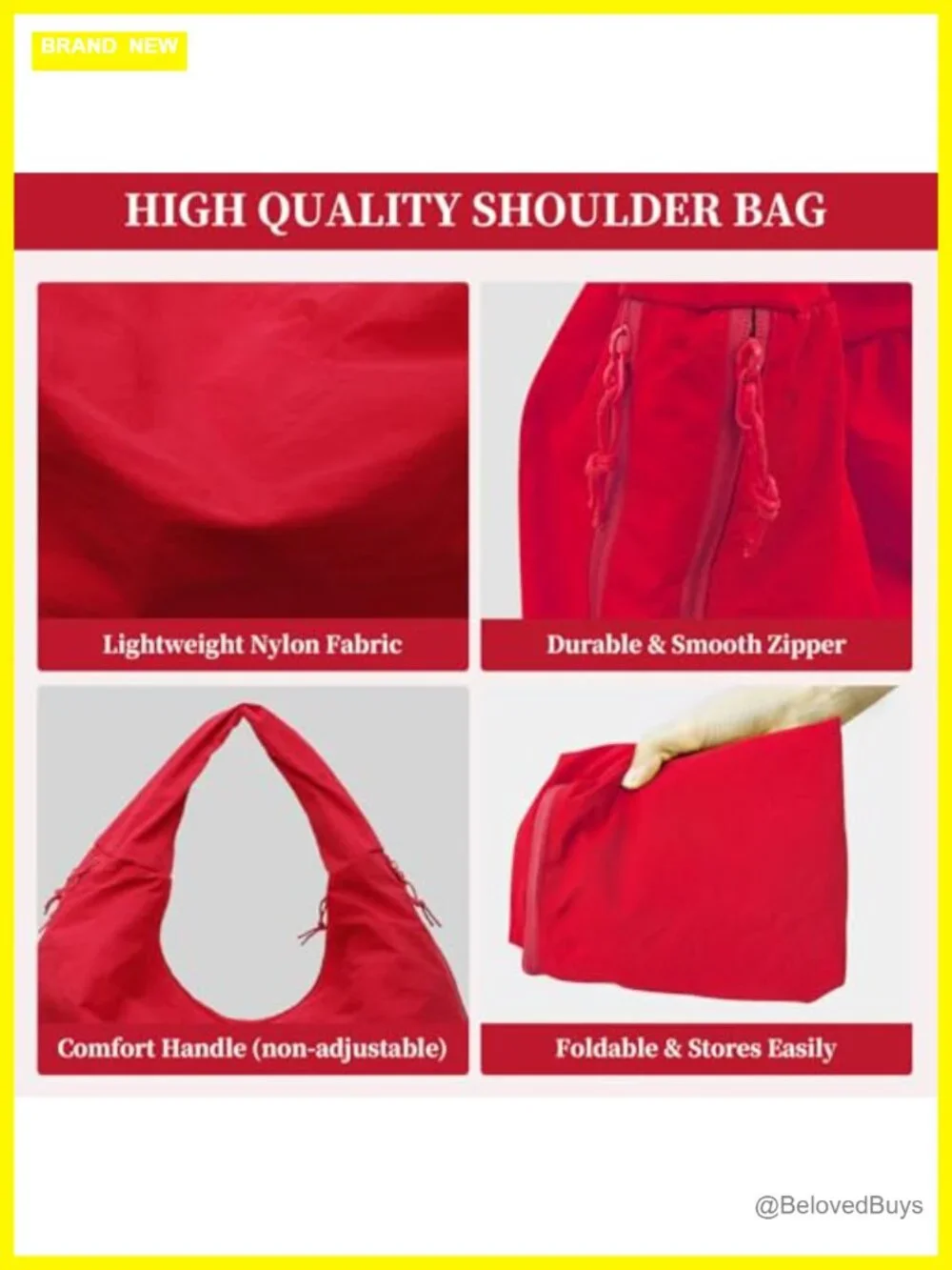Large Slouchy Nylon Hobo Bag Tote Shoulder Travel Beach Gym